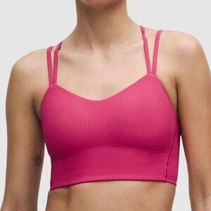 Lululemon Like a Cloud Ribbed Longline Bra 12 B/C Cup Pink Raspberry Coulis